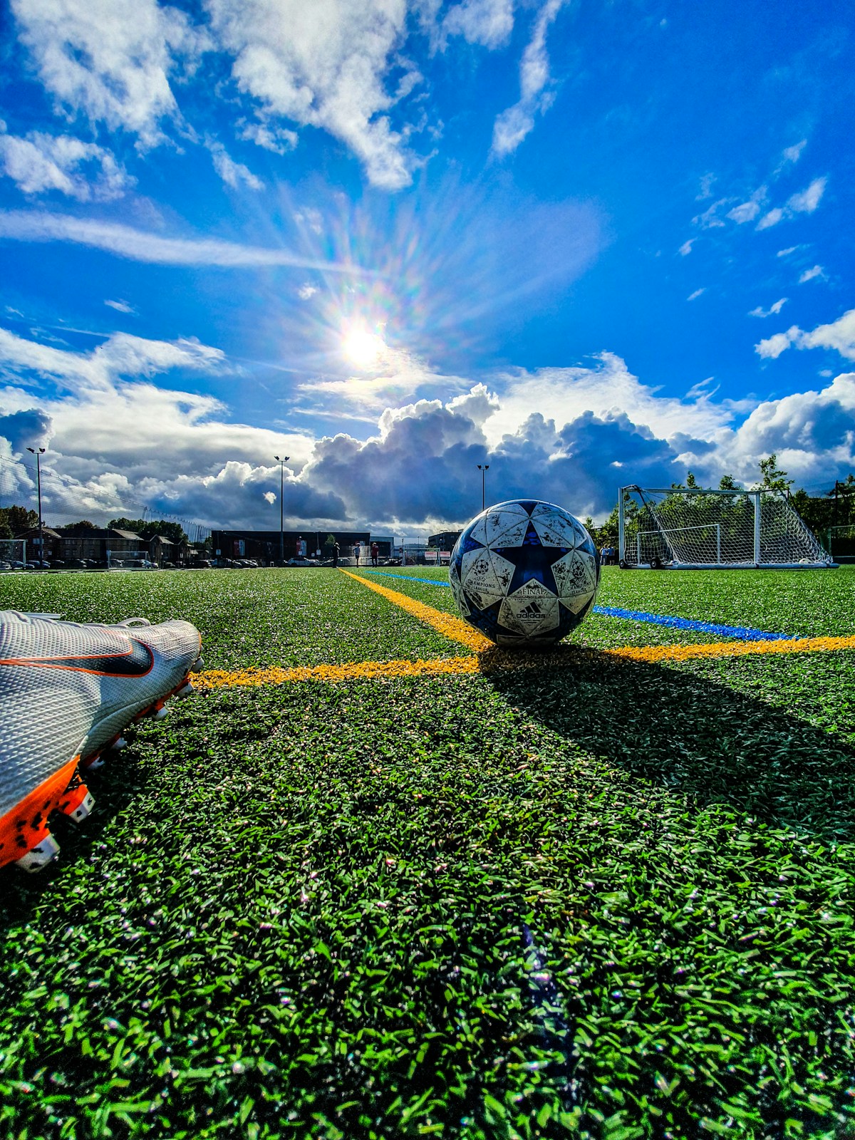 Football boots and ball