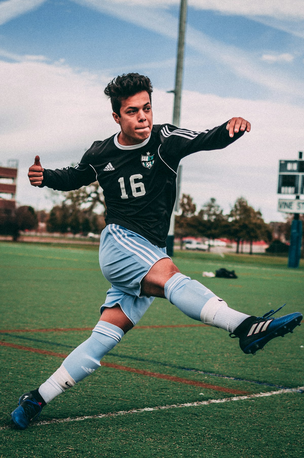 Football player kicking